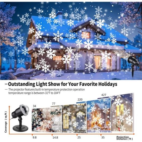 Christmas Projector Lights Outdoor, Holiday Snow Projector with Wireless Remote - Picture 5 of 6